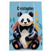 Kleurrijke Sitting Panda Beer Gepersonaliseerde Na Medium Cadeauzakje (Achterkant)
