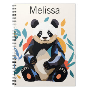 Kleurrijke Sitting Panda Beer Gepersonaliseerde na Notitieboek