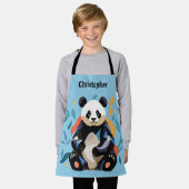 Kleurrijke Sitting Panda Beer Gepersonaliseerde Na Schort (Gedragen)