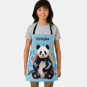 Kleurrijke Sitting Panda Beer Gepersonaliseerde Na Schort (Insitu)