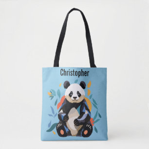 Kleurrijke Sitting Panda Beer Gepersonaliseerde Na Tote Bag
