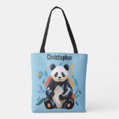 Kleurrijke Sitting Panda Beer Gepersonaliseerde Na Tote Bag (Achterkant)