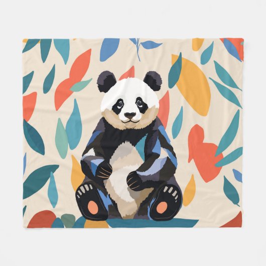 Kleurrijke Sitting Panda Beer Matisse geïnspireerd Fleece Deken (Voorkant (Horizontaal))