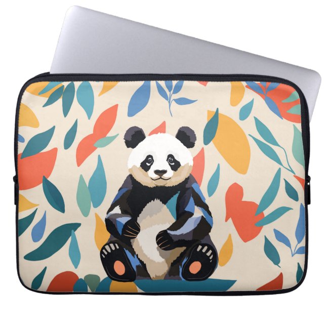 Kleurrijke Sitting Panda Beer Matisse geïnspireerd Laptop Sleeve (Voorkant)