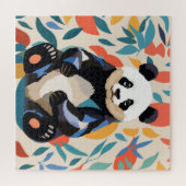 Kleurrijke Sitting Panda Beer Matisse geïnspireerd Legpuzzel (Horizontaal)