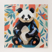 Kleurrijke Sitting Panda Beer Matisse geïnspireerd Legpuzzel (Verticaal)