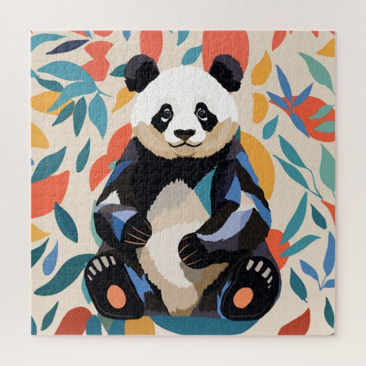 Kleurrijke Sitting Panda Beer Matisse geïnspireerd Legpuzzel (Verticaal)