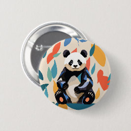 Kleurrijke Sitting Panda Beer Matisse geïnspireerd Ronde Button 5,7 Cm