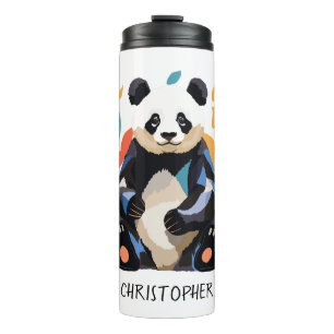 Kleurrijke Sitting Panda Beer Matisse Geïnspireerd Thermosbeker