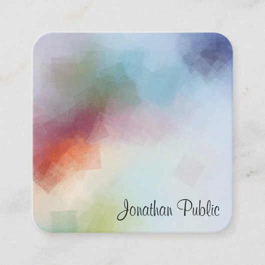 Kleurrijke Sjabloon Abstracte kunst Elegant Modern Vierkante Visitekaartje (Voorkant)
