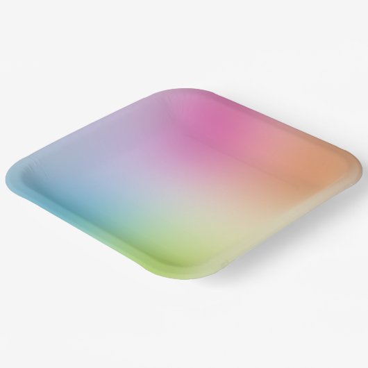 Kleurrijke Sjabloon Blauw Groen Geel Oranje Rood Papieren Bordje (Gebogen)