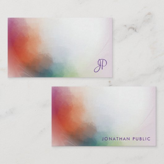 Kleurrijke Sjabloon handgeschreven monogram legant (Voorkant / Achterkant)