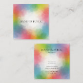 Kleurrijke Sjabloon Modern Elegant Trendy Regenboo Vierkante Visitekaartje (Voorkant / Achterkant)
