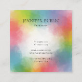 Kleurrijke Sjabloon Modern Elegant Trendy Regenboo Vierkante Visitekaartje (Achterkant)