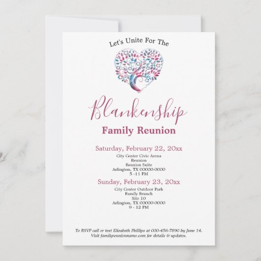 Kleurrijke Sjabloon van de reünie van de Boom van Kaart (Voorkant)