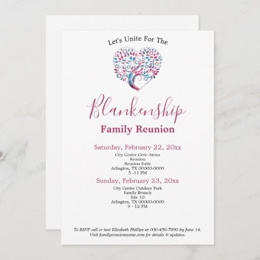 Kleurrijke Sjabloon van de reünie van de Boom van  Kaart (Voorkant / Achterkant)