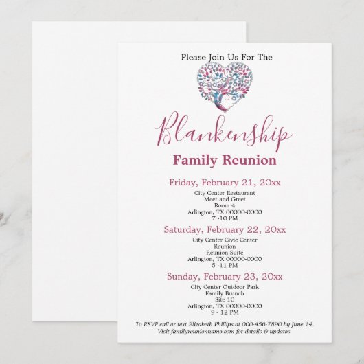 Kleurrijke Sjabloon van reünie van de familie van Kaart (Voorkant / Achterkant)