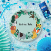 Kleurrijke sjabloon voor dierentuindieren papieren bordje (Feest)