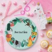 Kleurrijke sjabloon voor dierentuindieren papieren bordje (Feest)