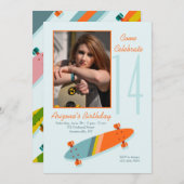 Kleurrijke Skateboard foto uitnodiging (Voorkant / Achterkant)