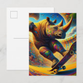Kleurrijke Skateboarden Rhino Briefkaart (Voorkant / Achterkant)