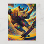 Kleurrijke Skateboarden Rhino Briefkaart (Voorkant)