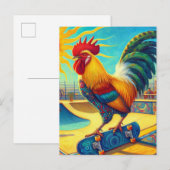 Kleurrijke Skateboarding Rooster Briefkaart (Voorkant / Achterkant)