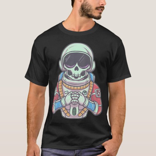 Kleurrijke Skeleton Astronaut T-shirt (Voorkant)