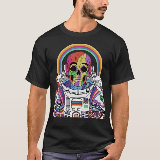 Kleurrijke Skeleton Astronaut T-shirt (Voorkant)