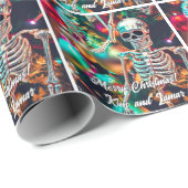 Kleurrijke Skeleton Ornamenten Christmas Cadeaupapier (Rol Hoek)