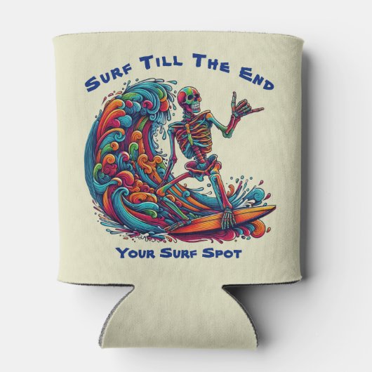 Kleurrijke Skeleton Surfer Blikjeskoeler (Achterkant)
