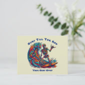 Kleurrijke Skeleton Surfer Briefkaart (Staand voorkant)