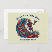 Kleurrijke Skeleton Surfer Briefkaart (Voorkant / Achterkant)