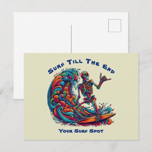Kleurrijke Skeleton Surfer Briefkaart (Voorkant / Achterkant)