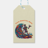 Kleurrijke Skeleton Surfer Cadeaulabel (Voorkant)