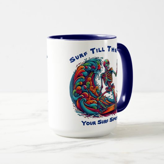 Kleurrijke Skeleton Surfer Mok (Voorkant rechts)