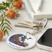 Kleurrijke Skeleton Surfer Sleutelhanger (Voorkant Rechts)