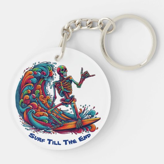 Kleurrijke Skeleton Surfer Sleutelhanger (Achterkant)