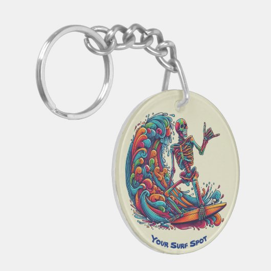 Kleurrijke Skeleton Surfer Sleutelhanger (Voorkant Links)