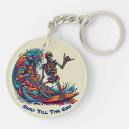 Kleurrijke Skeleton Surfer Sleutelhanger