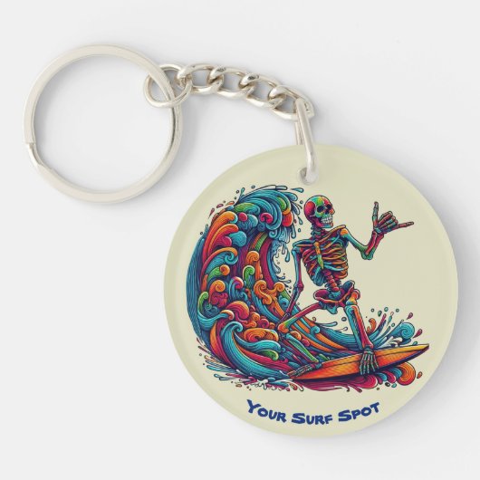Kleurrijke Skeleton Surfer Sleutelhanger (Voorkant)