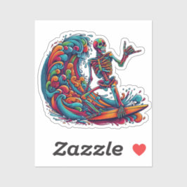 Kleurrijke Skeleton Surfer Sticker