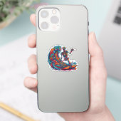 Kleurrijke Skeleton Surfer Sticker (Telefoon)