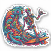 Kleurrijke Skeleton Surfer Sticker (Voorkant)