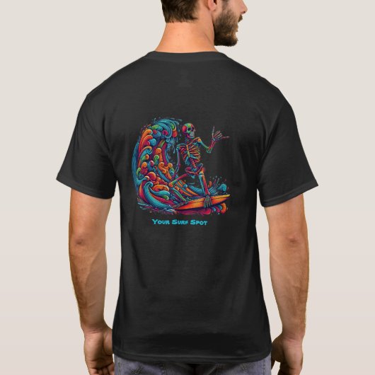 Kleurrijke Skeleton Surfer T-shirt (Achterkant)