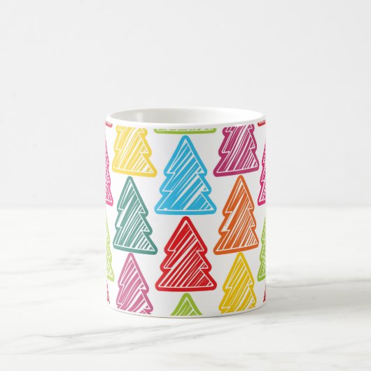 Kleurrijke Sketchy Christmas Trees Mok (Center)