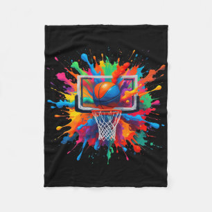 Kleurrijke Sketll Tie Dye Hoop Net Slam Dunk Splas Fleece Deken