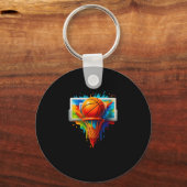 Kleurrijke Sketll Tie Dye Kleurensplash  Sleutelhanger (Voorkant)