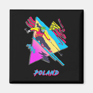 Kleurrijke skiër Graphic Art Polen Ski Skiën Magneet