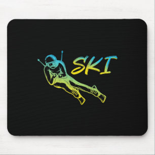 Kleurrijke Skiloper Wintersport Skiën Muismat